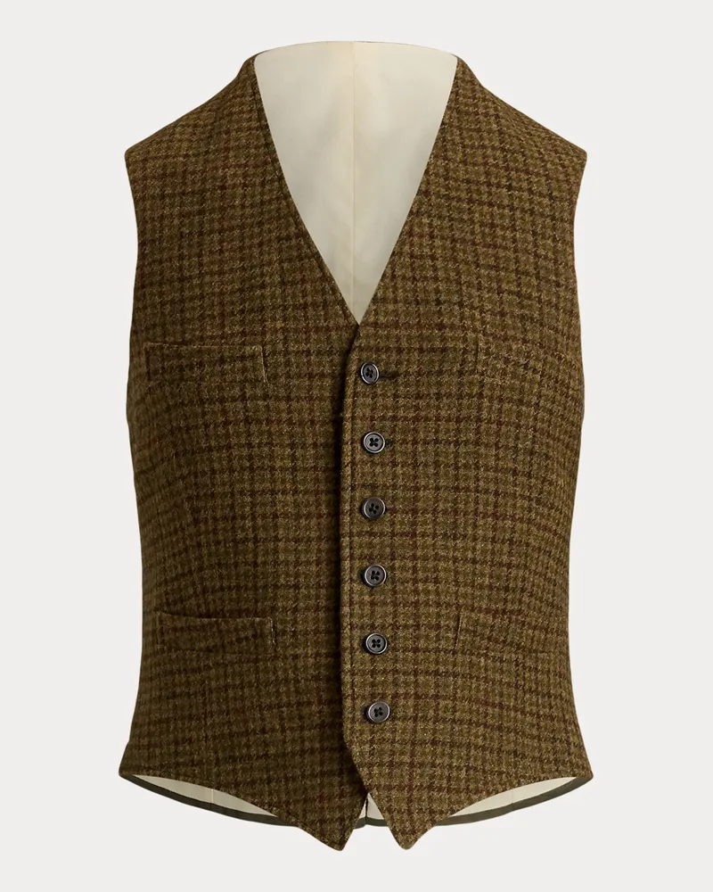 Ralph Lauren Karierte Tweed-Weste Green
