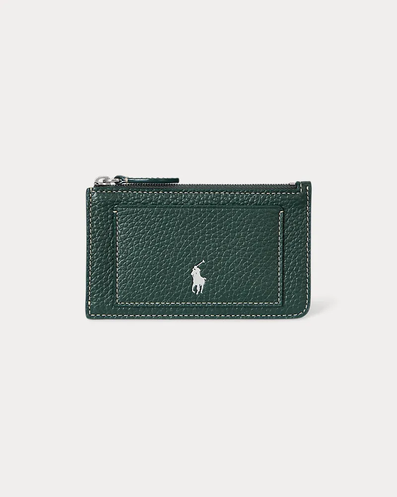 Ralph Lauren Kartenetui Polo Play aus Leder Green