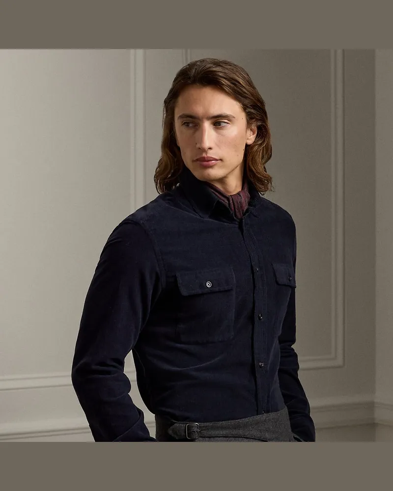 Ralph Lauren Hemd aus Baumwoll-Kaschmir-Kordsamt Blue