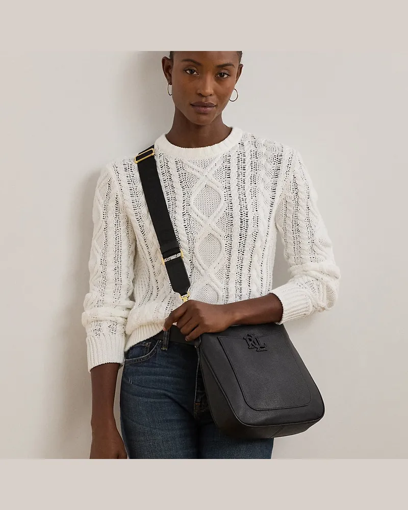 Ralph Lauren Große Narbenleder-Umhängetasche Cameryn Black