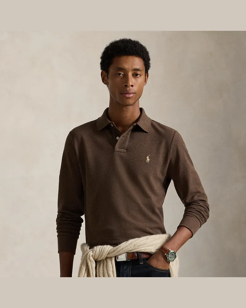 Ralph Lauren Custom-Slim-Fit Piqué-Poloshirt Brown