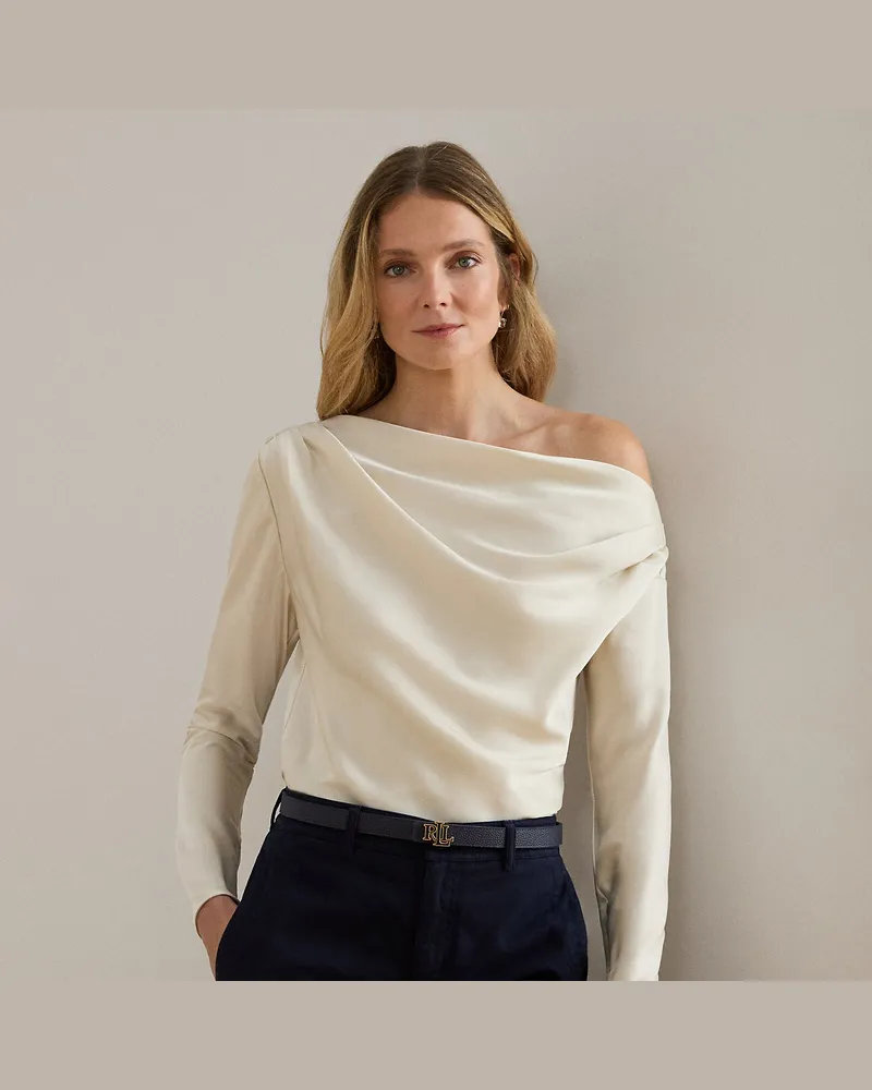Ralph Lauren Schulterfreie Bluse aus Satin-Charmeuse Cream