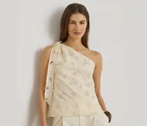 Einschultrige Bluse mit Lochstickerei