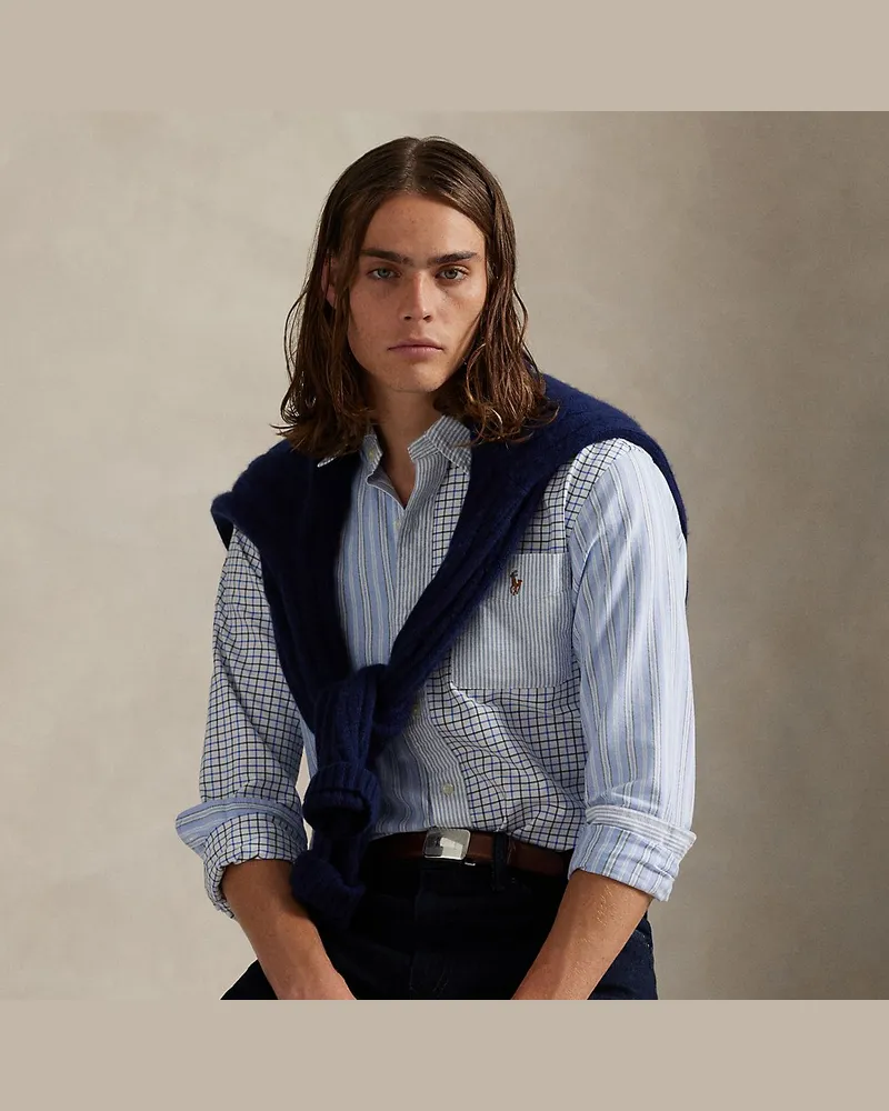 Ralph Lauren Custom-Fit Oxford-Freizeithemd Blue