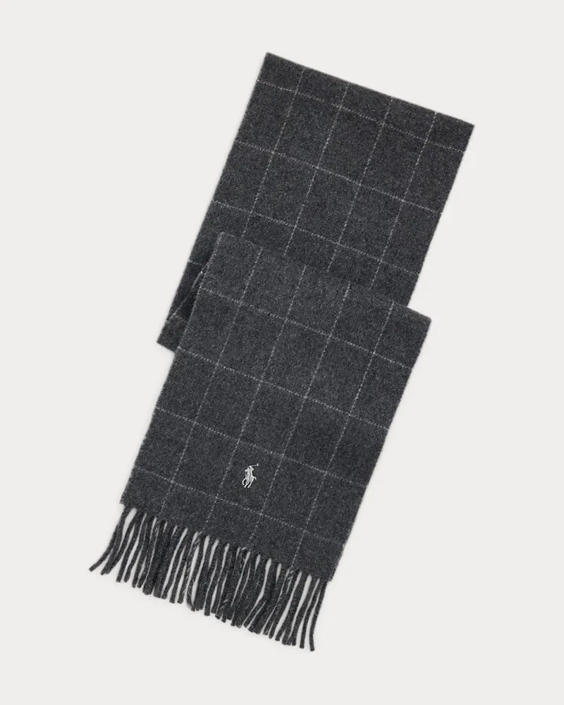 Ralph Lauren Wollschal mit Windowpane-Karo Grey