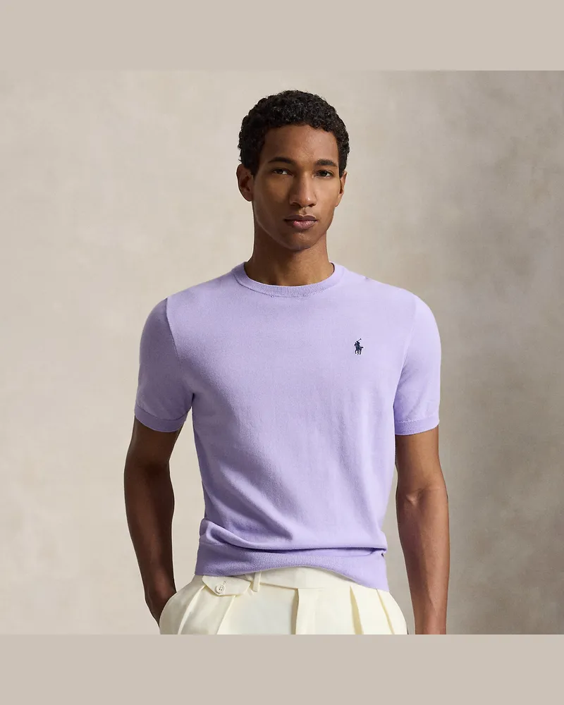 Ralph Lauren Rundhals-Kurzarmpullover aus Baumwolle Purple