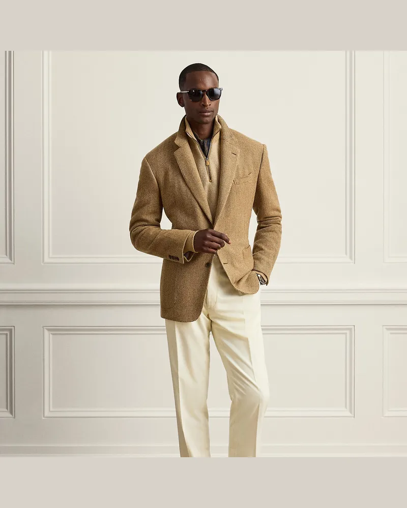 Ralph Lauren Handgeschneiderte Flanellhose Gregory Cream