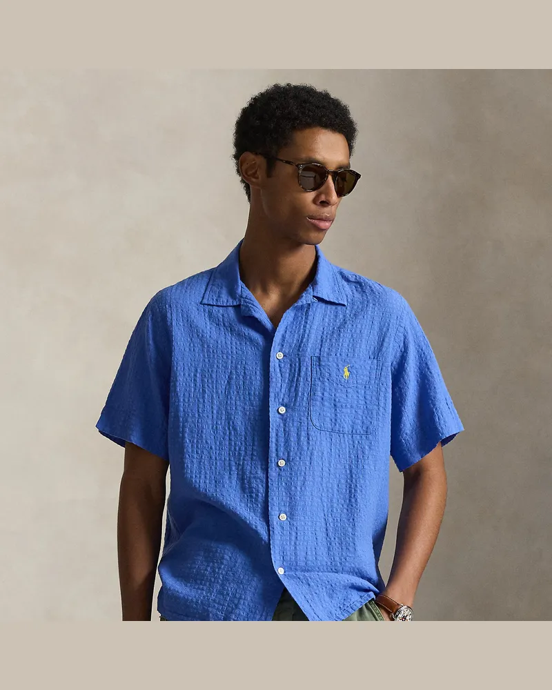 Ralph Lauren Classic-Fit Seersucker-Hemd Blue
