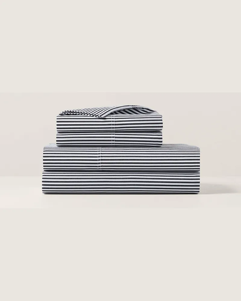 Ralph Lauren Home Gestreiftes Bettlaken-Set aus Baumwolle Black