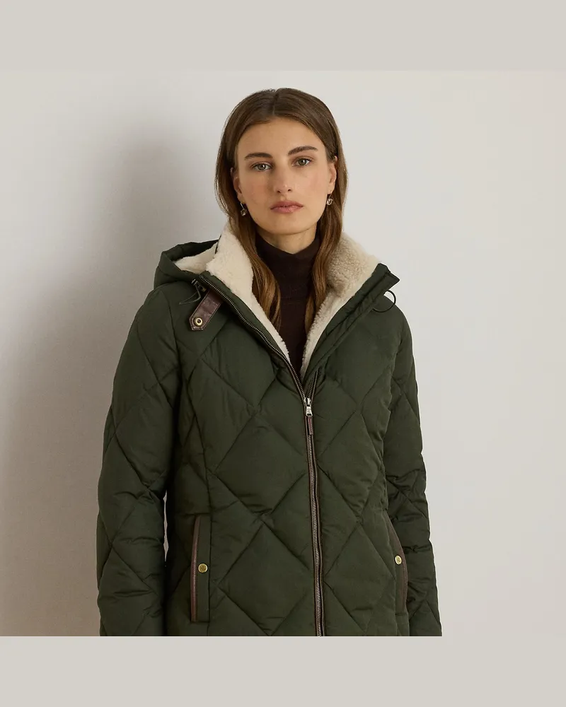 Ralph Lauren Steppjacke mit Kunstlederbesatz Green