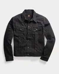 Ralph Lauren Schwarze Denim-Truckerjacke im Used-Look Black