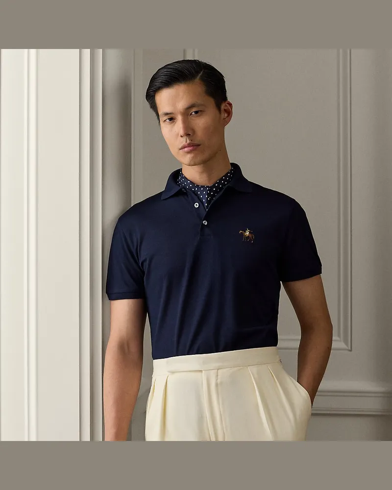 Ralph Lauren Custom-Slim-Fit Poloshirt aus Piqué Blue
