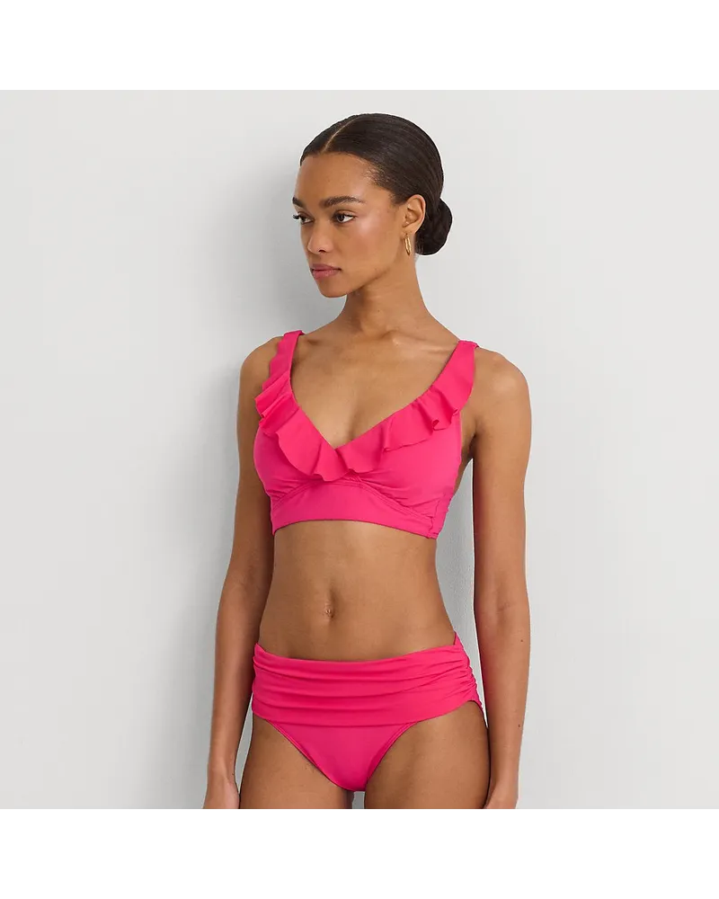 Ralph Lauren Gesmokte Hipster-Bikinihose Pink