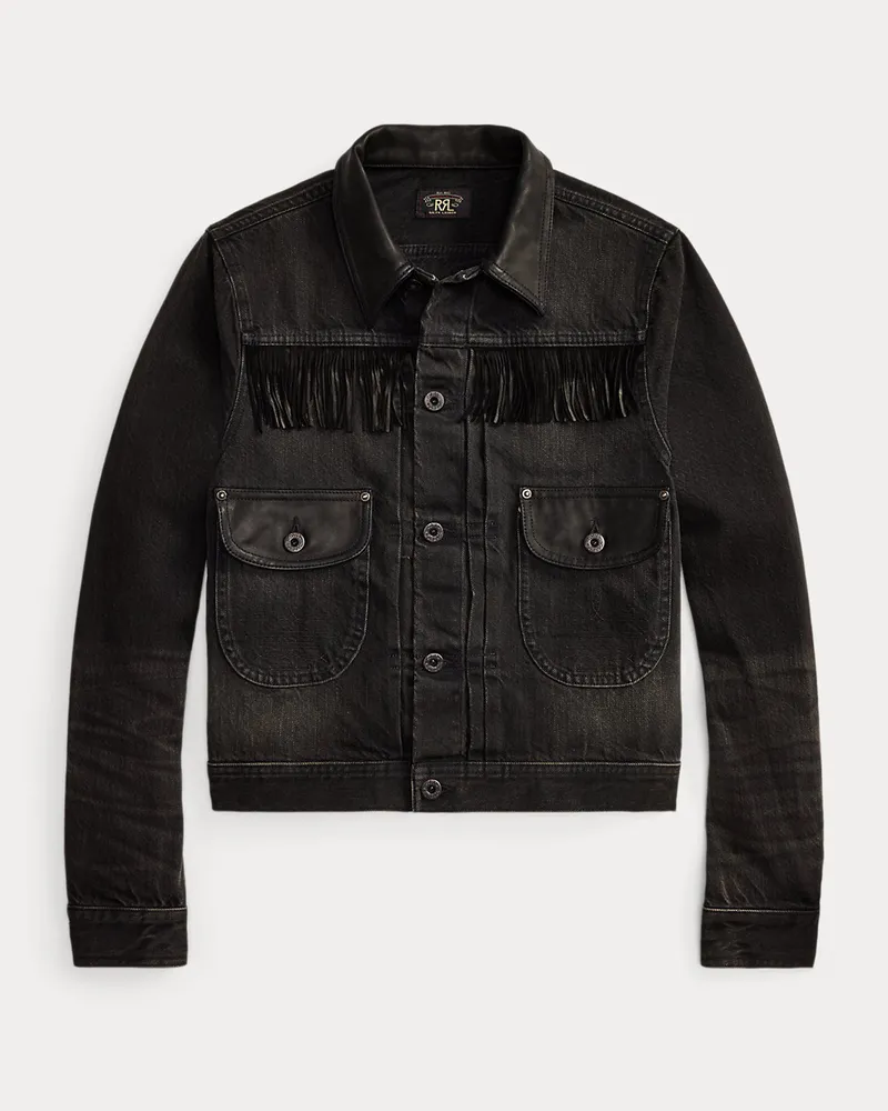 Ralph Lauren Denimjacke mit Wildlederbesatz Black