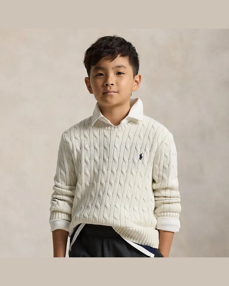 Ralph Lauren Baumwollpullover mit Zopfmuster White