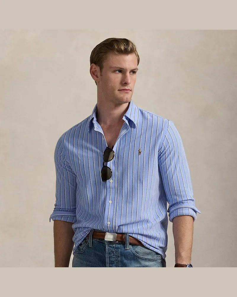 Ralph Lauren Baumwollpiqué-Oxfordhemd mit Streifen Blue