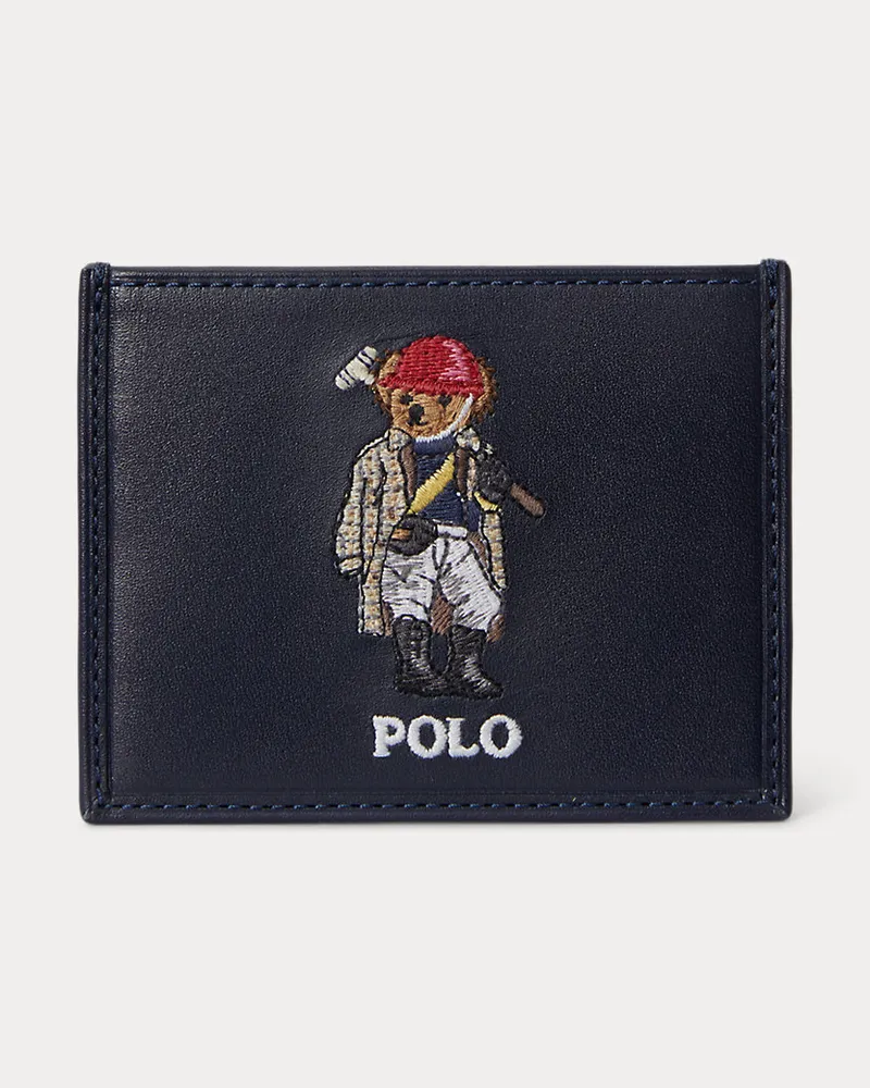 Ralph Lauren Kartenetui aus Leder mit Polo Bear Blue
