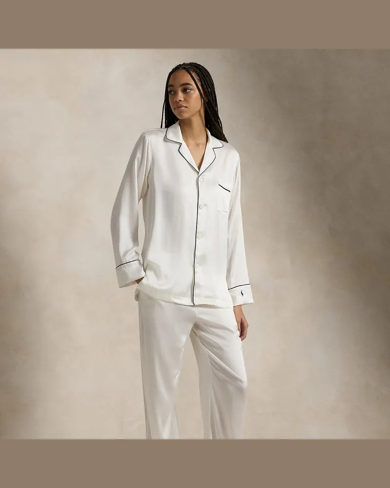 Ralph Lauren Pyjama-Set aus Seide mit langen Ärmeln Natural