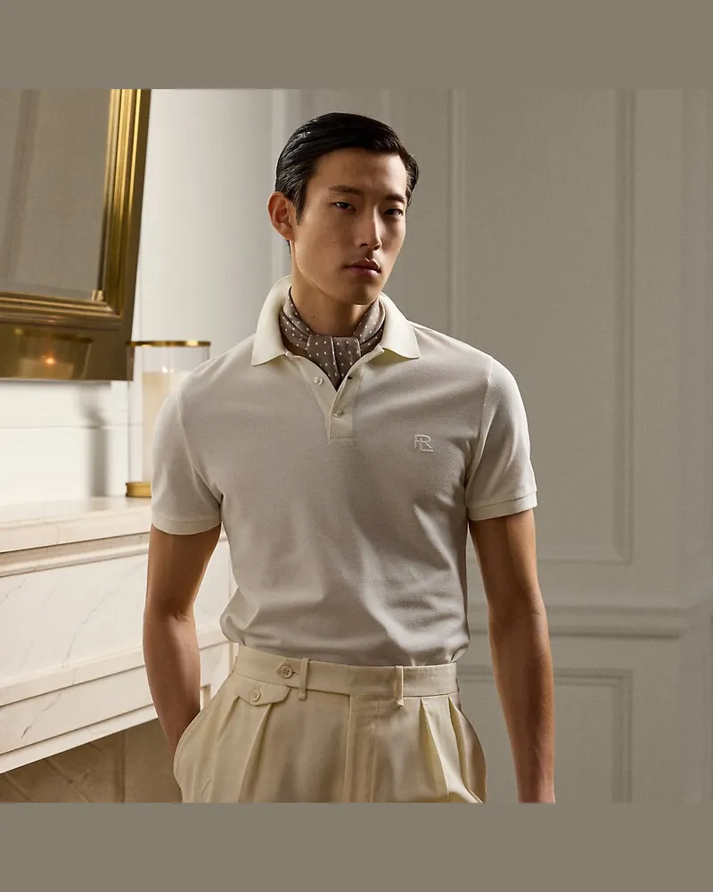Ralph Lauren Custom-Slim-Fit Piqué-Poloshirt Cream