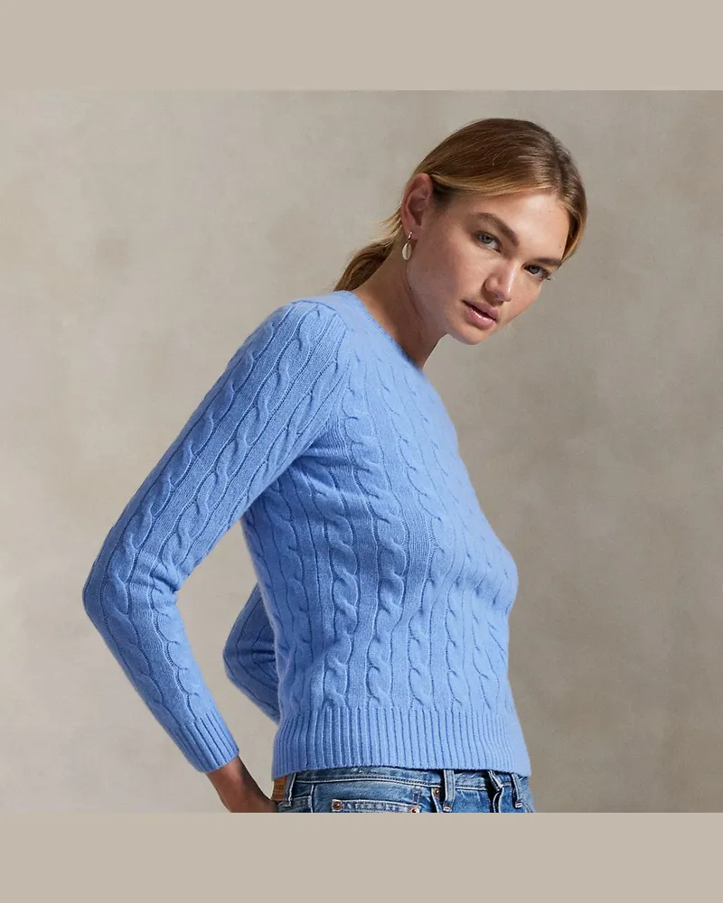 Ralph Lauren Woll-Kaschmir-Pullover mit Zopfmuster Blue