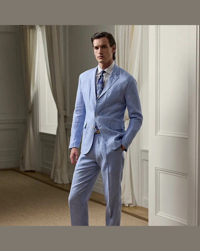 Ralph Lauren Handgeschneiderte Hahnentritt-Hose Glenn Blue