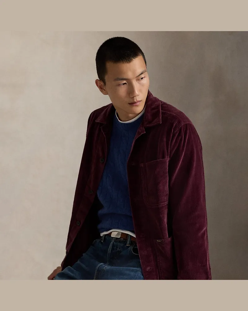 Ralph Lauren Utility-Hemdjacke aus Kordsamt Red