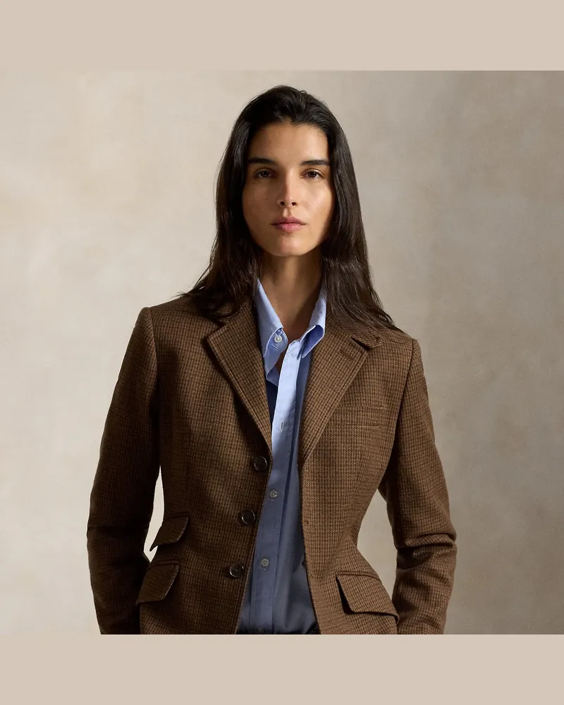 Ralph Lauren Einreihiges Reitersakko aus Tweed Brown