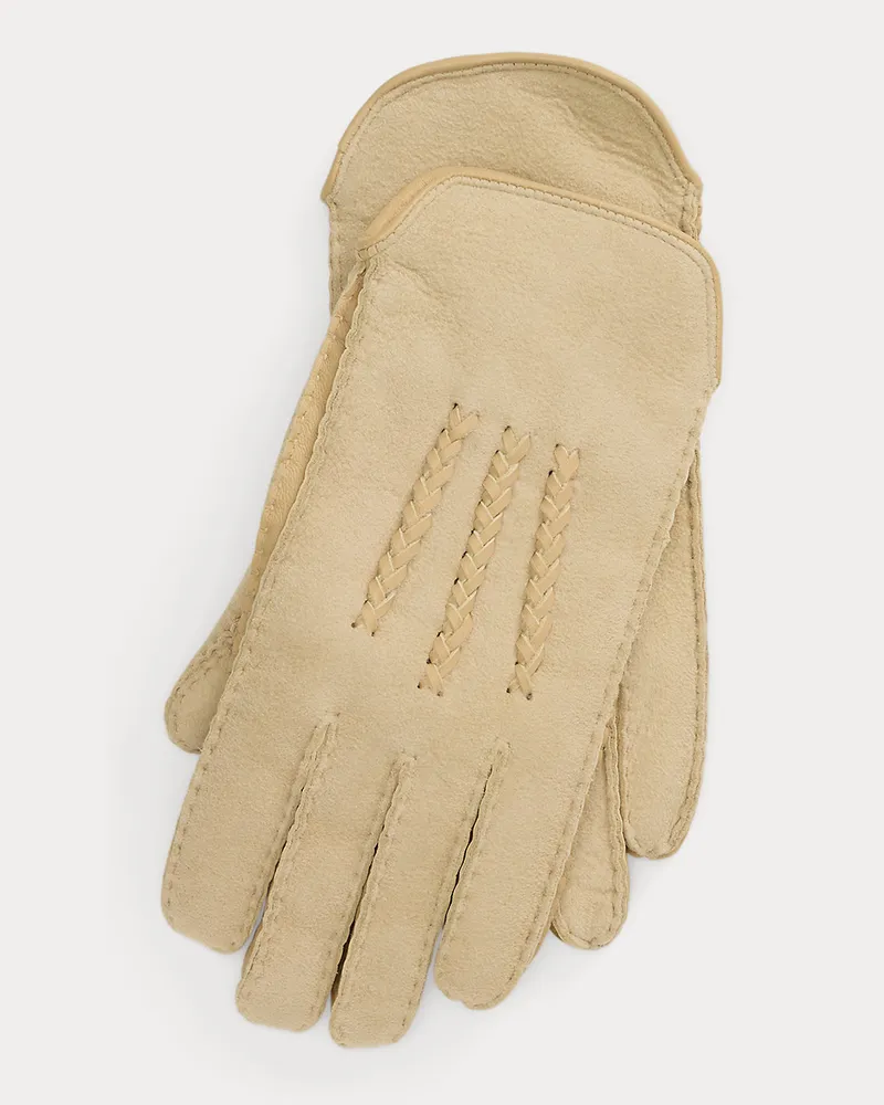 Ralph Lauren Lammfellhandschuhe Tan