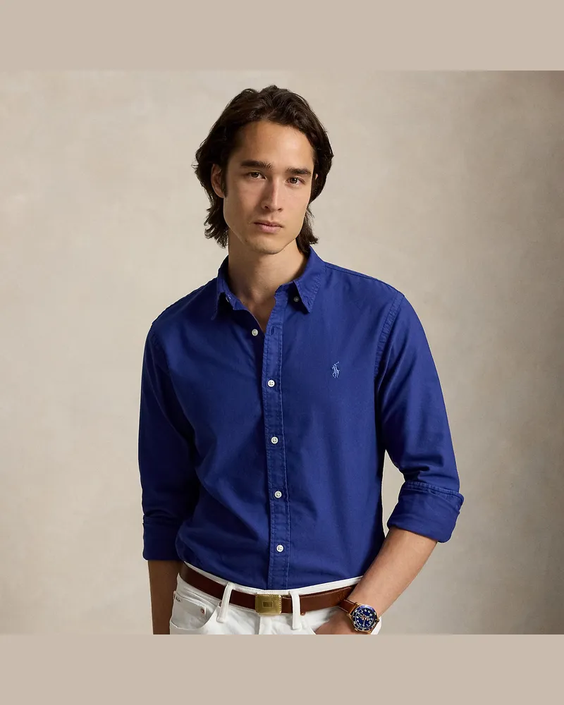 Ralph Lauren Gefärbtes Slim-Fit Oxfordhemd Blue