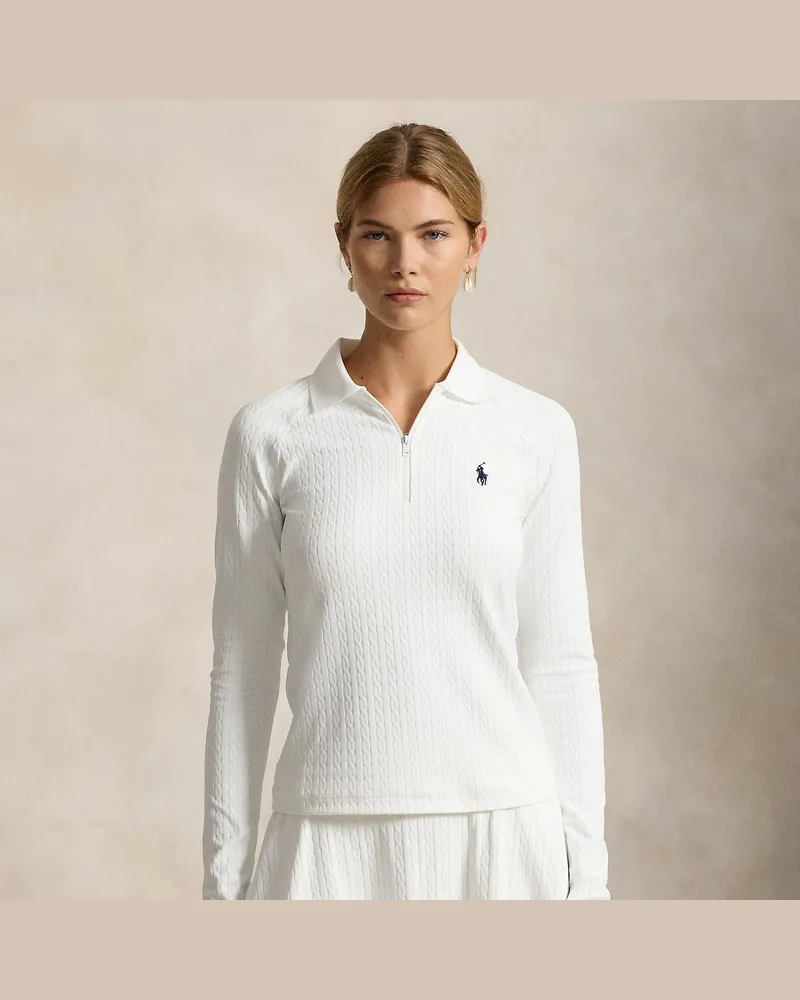 Ralph Lauren Langärmliges Poloshirt mit Zopfmuster White