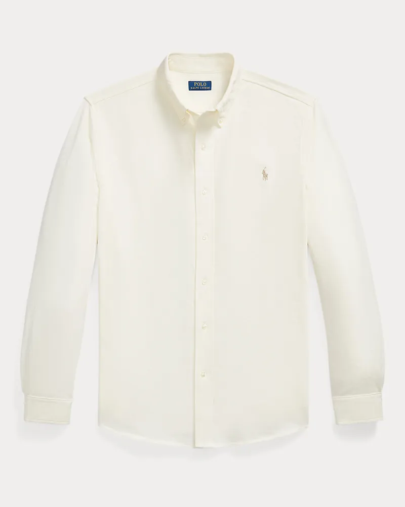 Ralph Lauren Große Größen - Featherweight Piqué-Hemd Cream