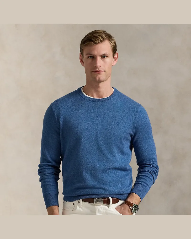 Ralph Lauren Baumwoll-Kaschmir-Rundhalspullover Blue