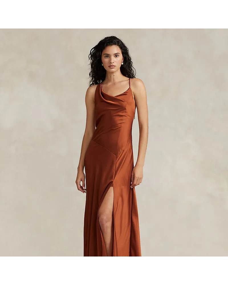 Ralph Lauren Asymmetrisches Abendkleid aus Satin Multi