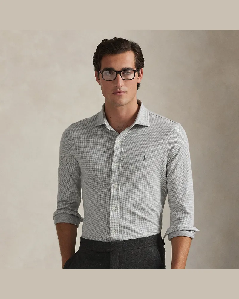 Ralph Lauren Hahnentritt-Jerseyhemd mit Kragen Grey