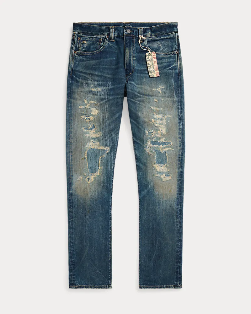Ralph Lauren High-Slim-Fit Jeans Brannon im Used-Look Blue