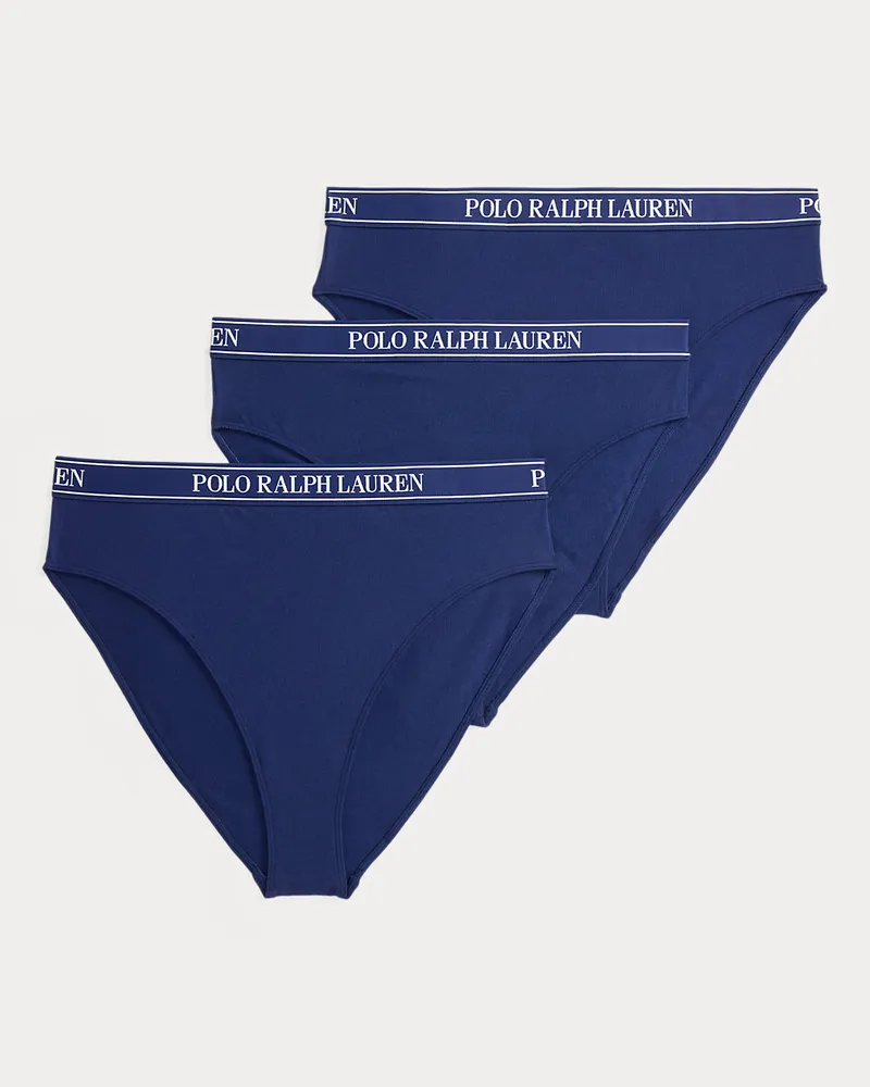 Ralph Lauren 3er-Pack Tangas mit Logobund Blue