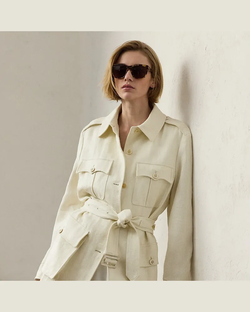 Ralph Lauren Leinen-Feldjacke Sydney mit Korbmuster Cream