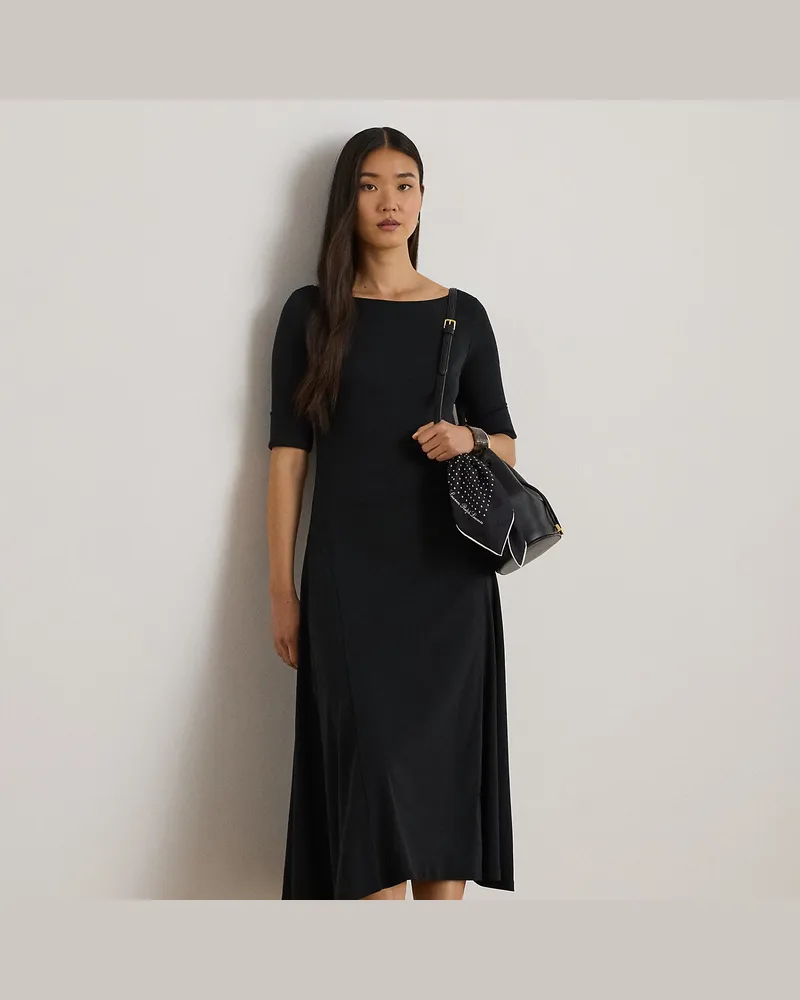 Ralph Lauren Kurzgrößen - Geripptes Midikleid aus Baumwollstretch Black