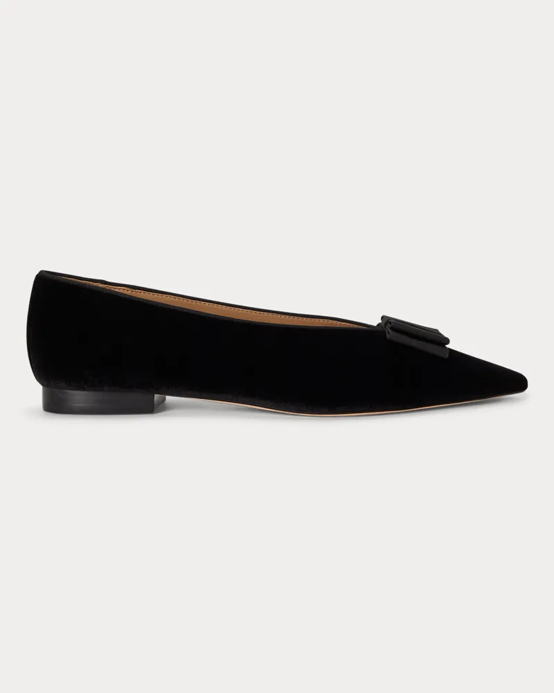 Ralph Lauren Samt-Ballerina Audri mit Schleife Black
