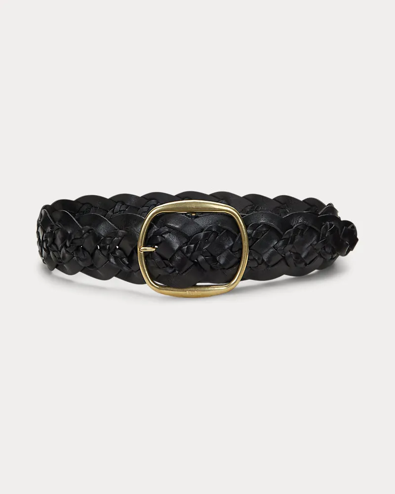 Ralph Lauren Doppelt geflochtener Ledergürtel Black