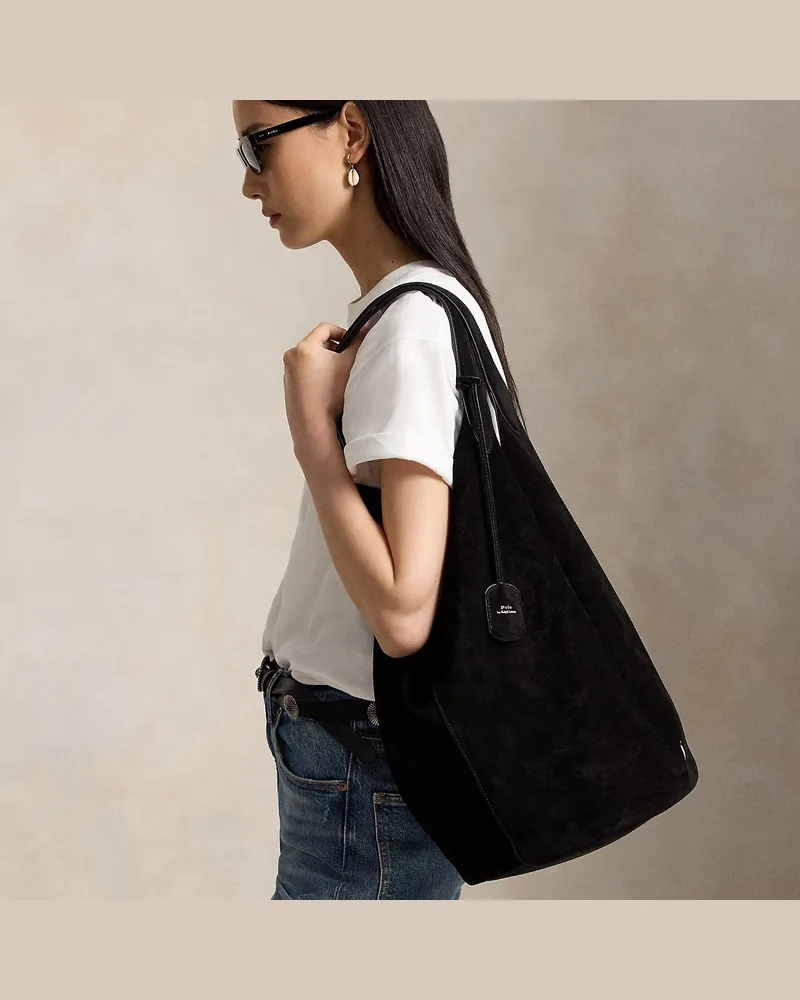 Ralph Lauren Große Wildleder-Tragetasche Polo Play Black