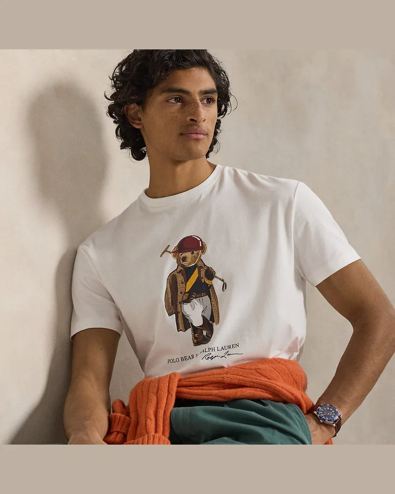 Ralph Lauren Custom-Slim-Fit T-Shirt mit Polo Bear White