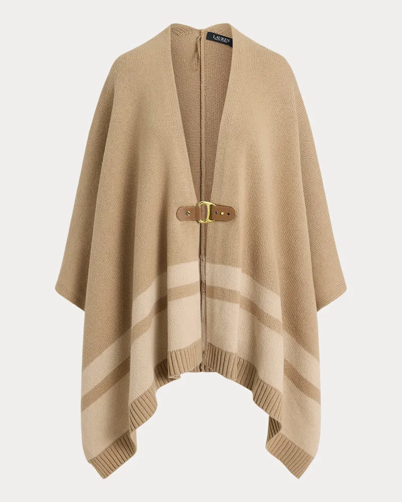 Ralph Lauren Woll-Kaschmir-Poncho mit Schnalle Tan