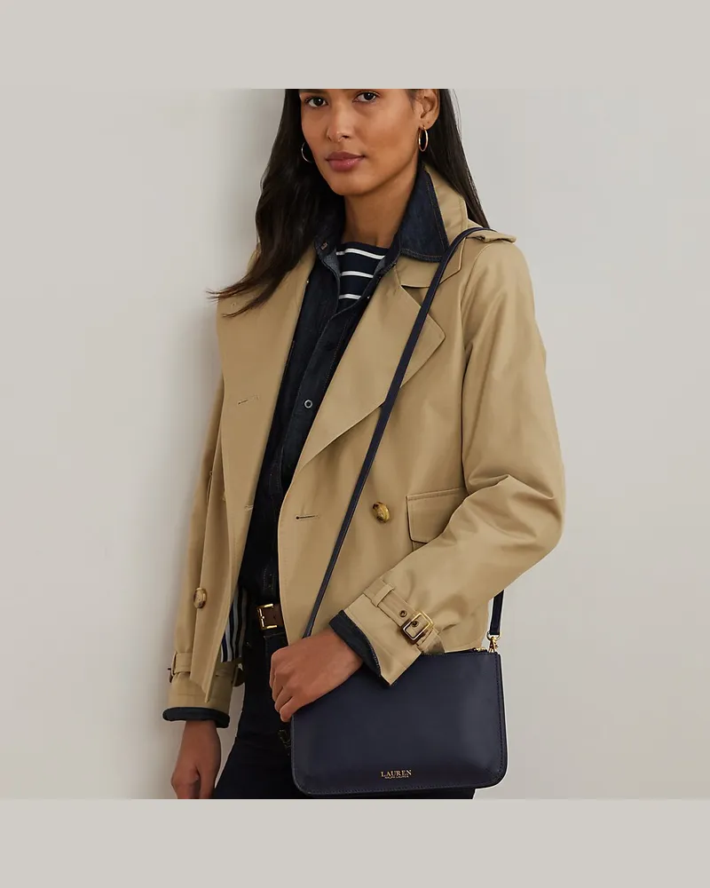 Ralph Lauren Mittelgroße Leder-Umhängetasche Landyn Blue