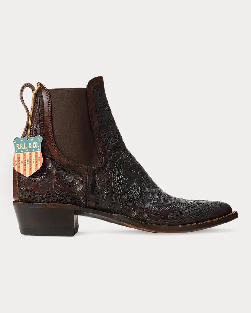 Ralph Lauren Handgearbeiteter Lederstiefel Plainview Brown