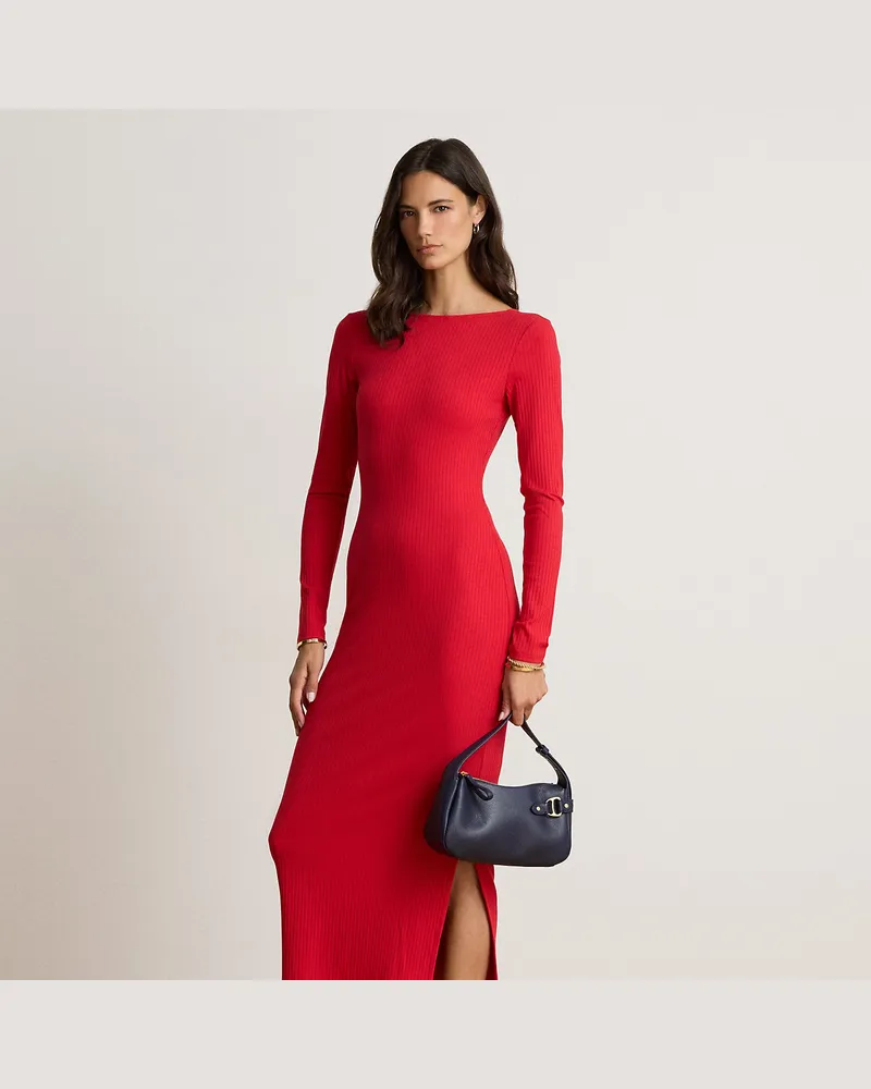 Ralph Lauren Midikleid mit U-Boot-Ausschnitt Red