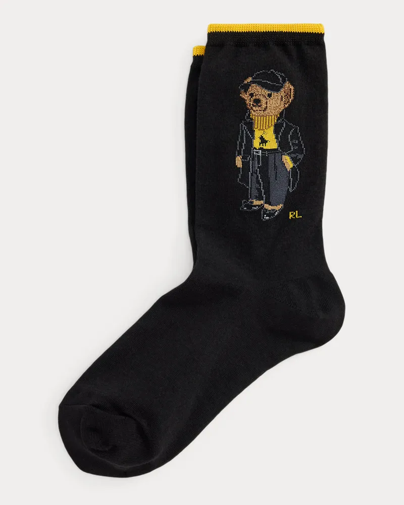 Ralph Lauren Crew-Socken mit Polo Bear Black