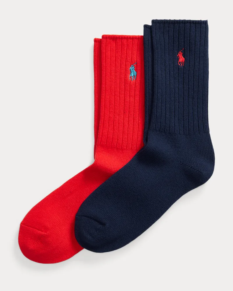 Ralph Lauren 2er-Pack gerippte Crew-Socken Blue