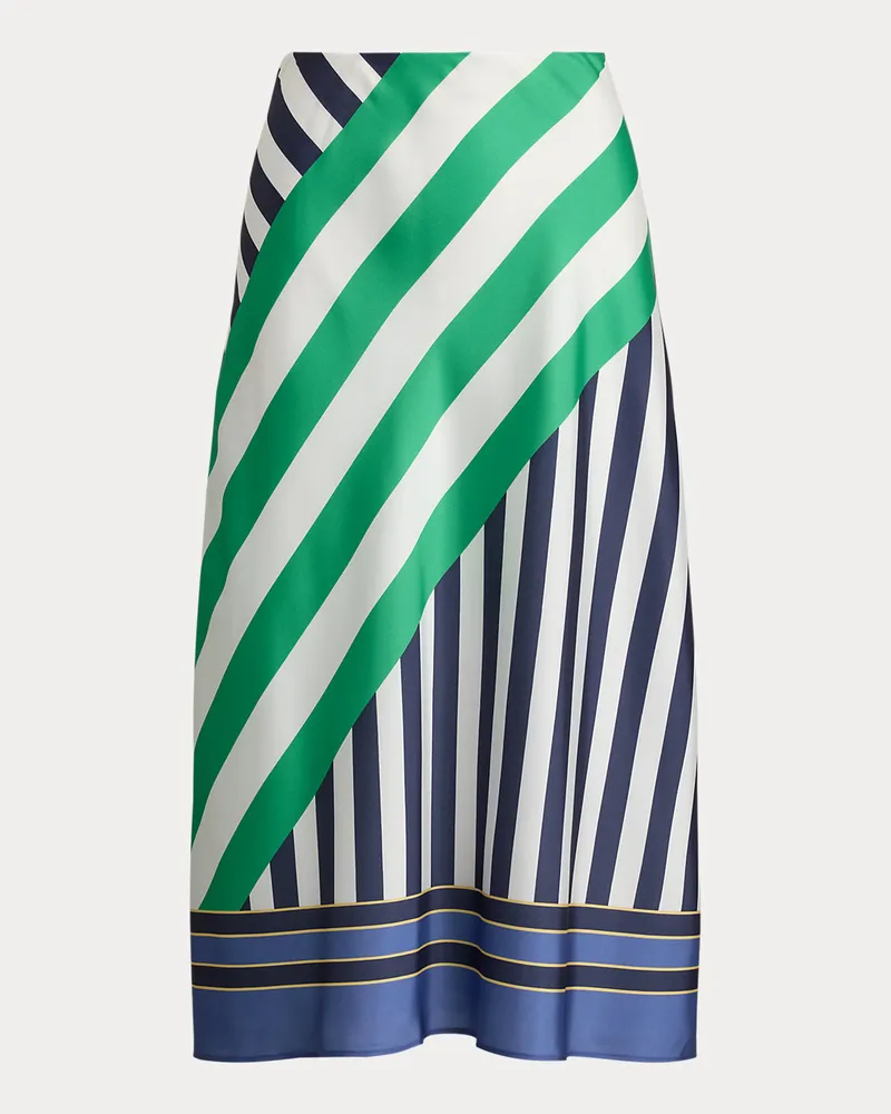 Ralph Lauren Gestreifter Twill-Midirock Blue