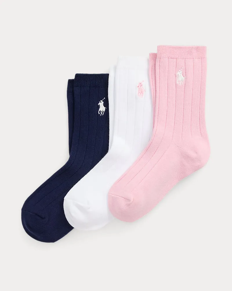 Ralph Lauren 3er-Pack gerippte Crew-Socken Multi